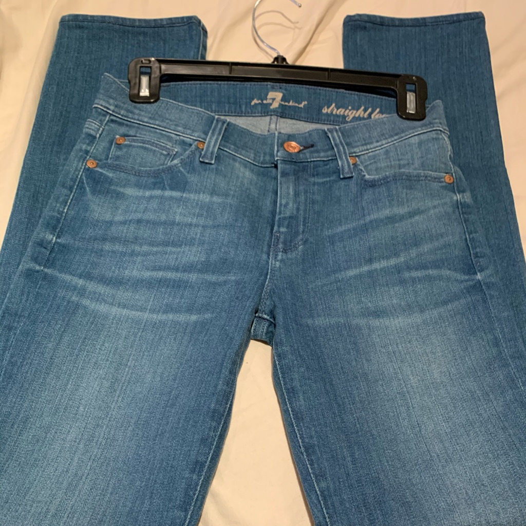 7 For All Mankind, Blue Washed Denim Jeans